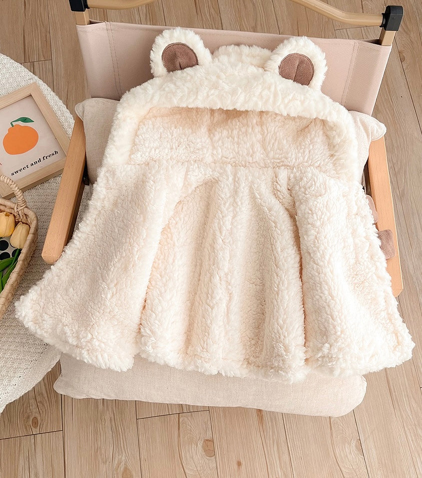 Teddy bear fleece poncho